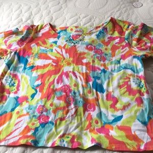 Bright abstract flower shirt
